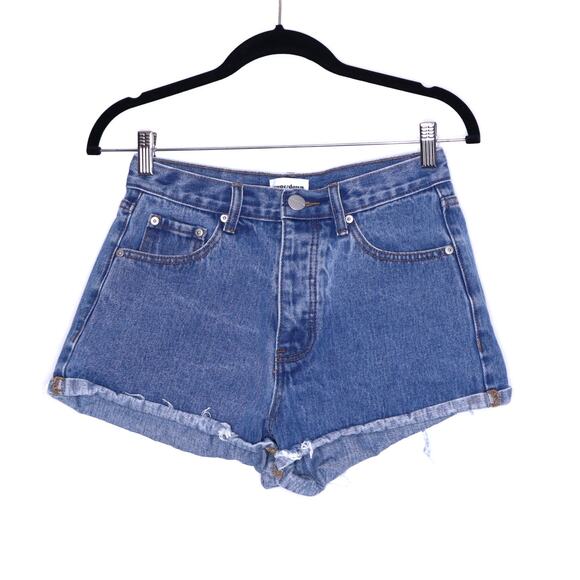 SUPERDOWN Kathleen Denim Shorts Stone Wash Blue High Rise Cut Off Women's 27 - Picture 1 of 13